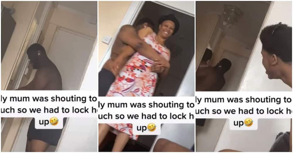 Funny Nigerian mum and kids moment, kids play with mum, young man jerks mum, son locks mum in room, shouting at them