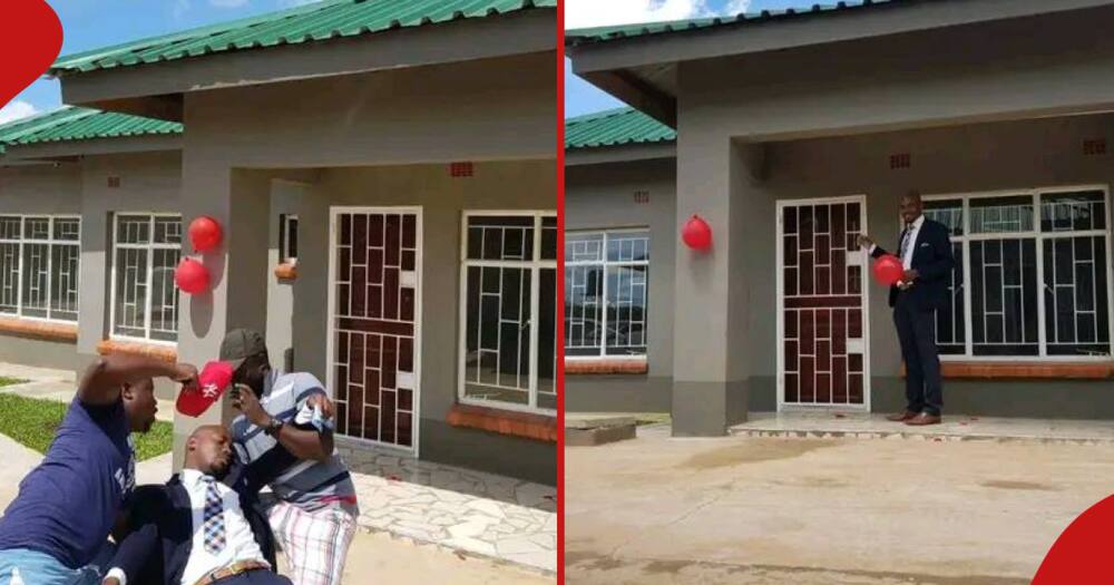 A Kalenjin man from Moiben faints after his wife surprises him with house.