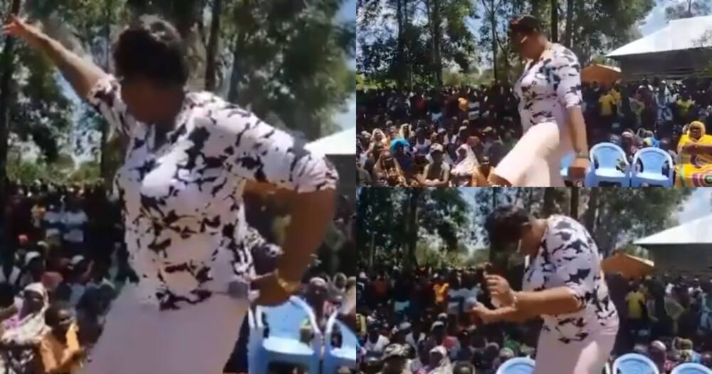 Aisha Jumwa excites Matungu residents while shaking her waist to Diamond's song during campaign