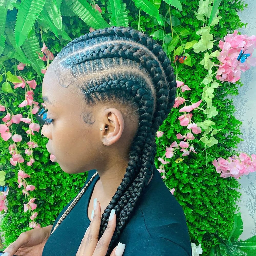 Eya Naturals - Brazilian wool threading with side cornrows