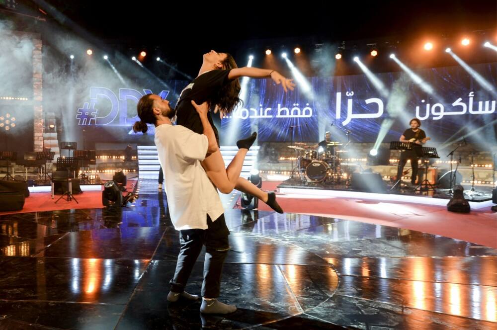 Dancers rehearse on the set of the #DDX talent show in Hammamet, about 65 kilometres southeast of Tunisia's capital