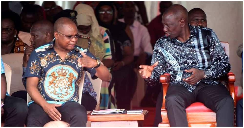 Deputy President William Ruto (r) and Governor Amason Kingi. Photo: UDA.