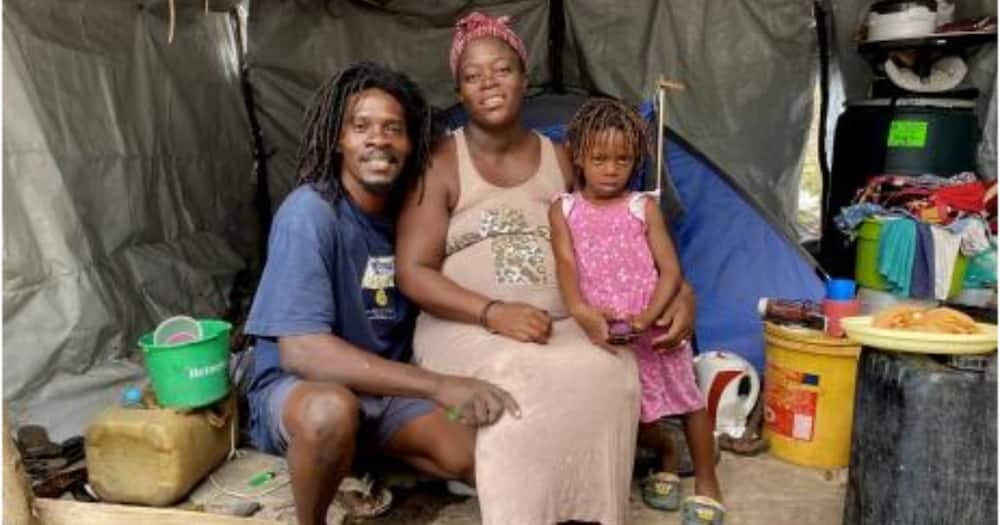 Homeless mom and her family.