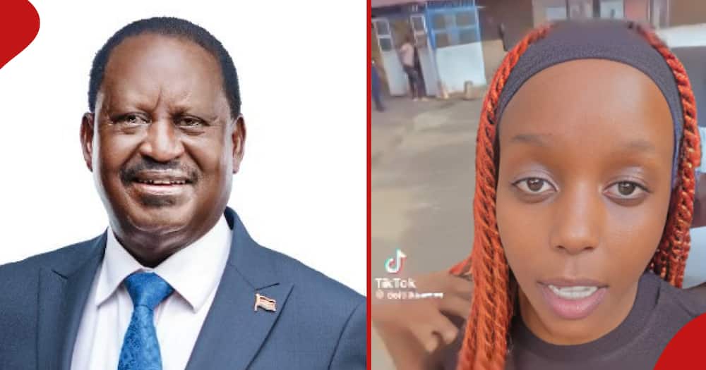 Raila Odinga posing for a picture on a white background, and Gen Z is recording a TikTok video during demos.
