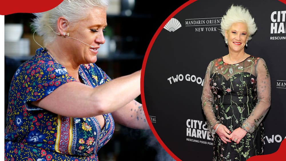 Anne Burrell before her weight loss journey (L). Anne, after her weight transformation (R)
