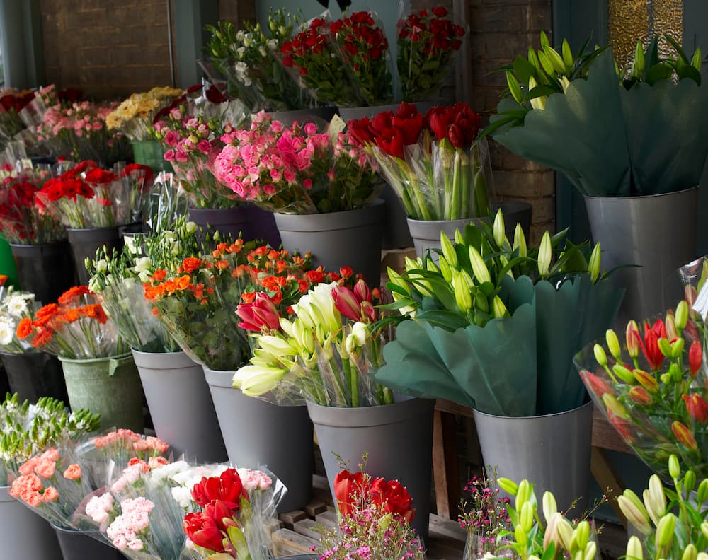 A florist shop display