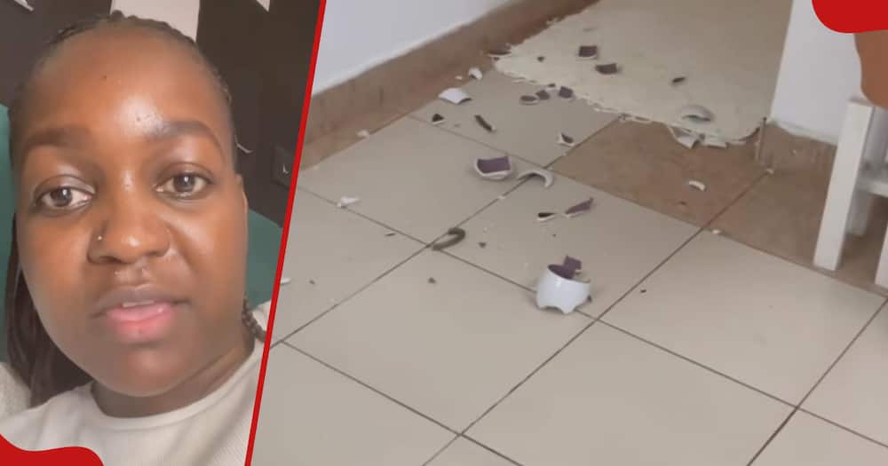 A Kenyan woman showed what her house looked like after ghosts broke her cups.