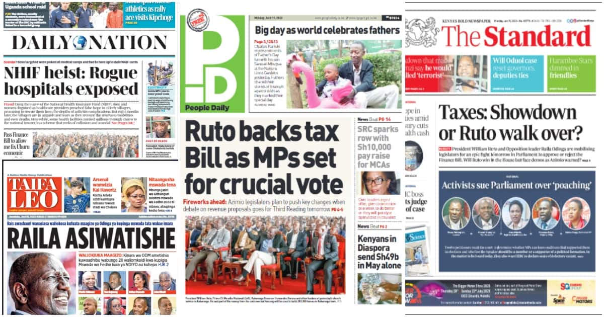 Kenyan Newspapers Review: William Ruto Says Finance Bill Will Help Him ...