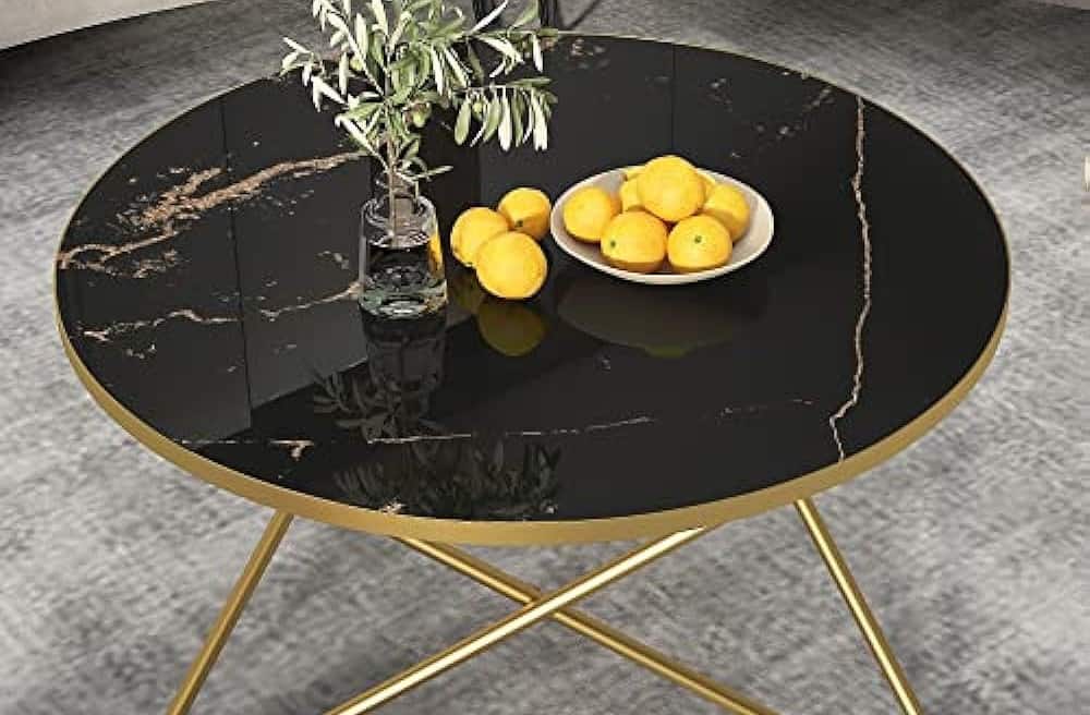 Black coffee table marble top