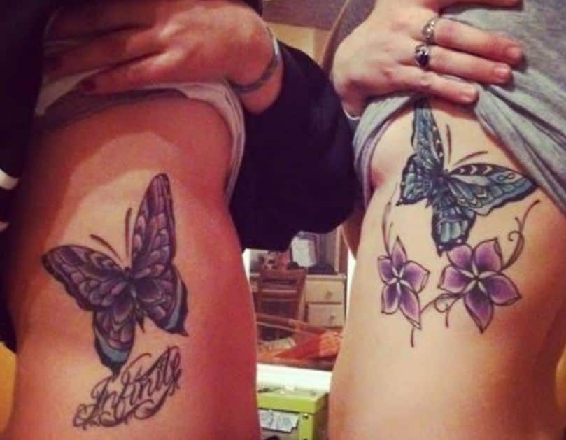 best friend matching butterfly tattoos