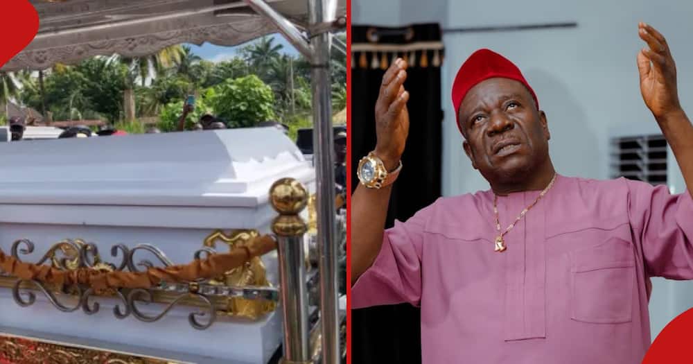 John Okafor, Aka Mr. Ibu's coffin. Mr. Ibu was buried in sitting room.