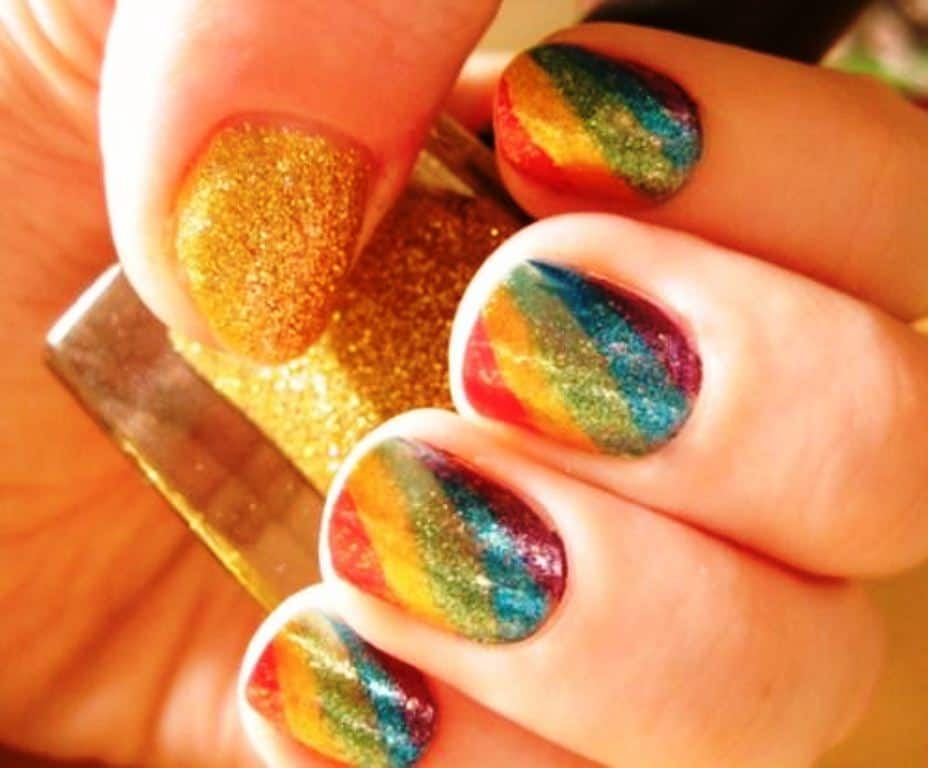 Rainbow St. Patrick's Day nail design