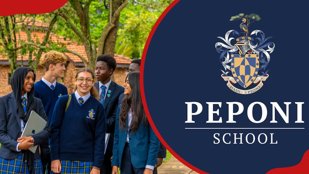 Peponi School logo and students