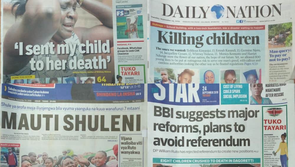 Kenyan newspapers review for September 24: Precious Talent School held prayer day for KCPE candidates on Sunday