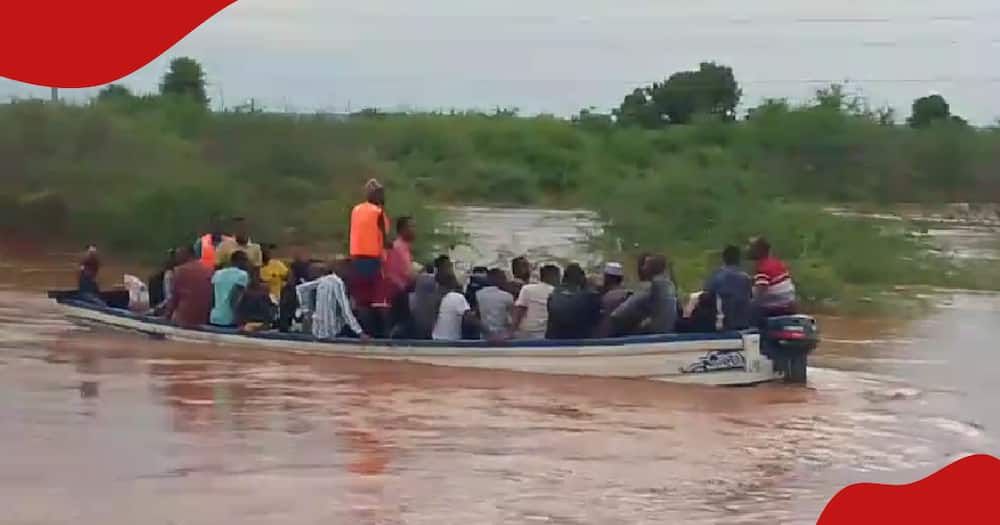 The private boat ferrying people across River Tana on Sunday, April 28.
