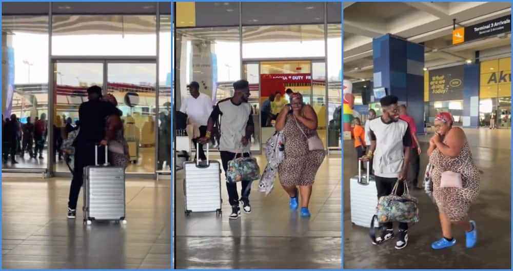 Ghanaian man welcomes his curvy US lover at Kotoka International Airport