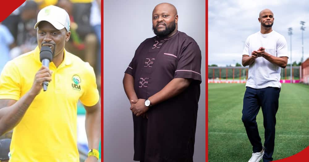 Retired player McDonald Mariga (l) responds fiercely to Francis Gaitho's unfavorable comparison to Vincent Kompany (r).