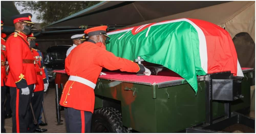 Mwai Kibaki's body. Photo: PDU.