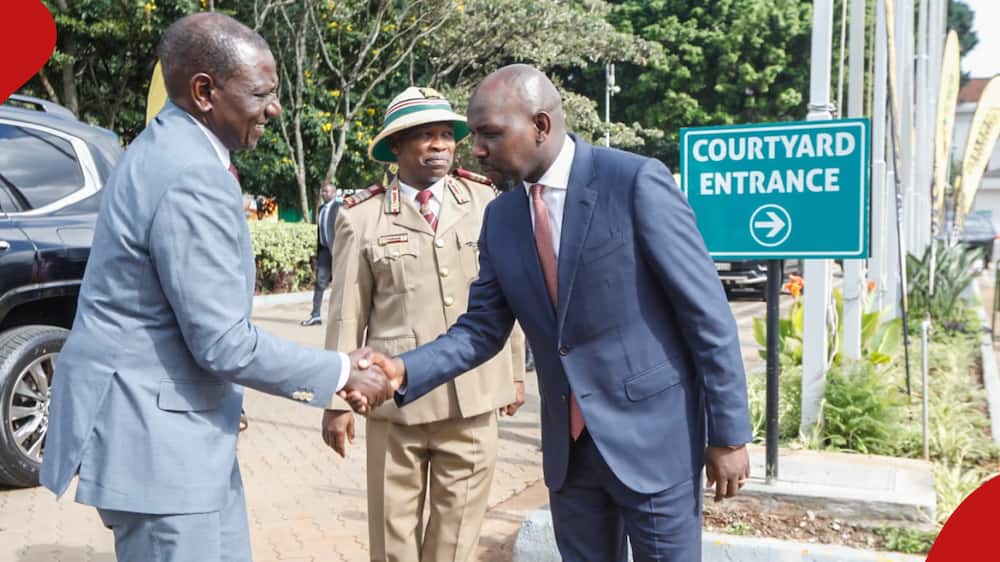 President William Ruto (l) and CS Kipchumba Murkomen
