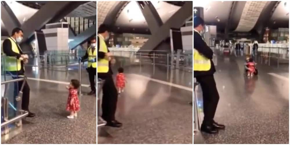 Video shows cute moment little kid rushes to give aunt goodbye hug at airport.