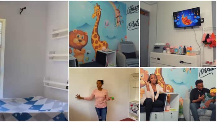 Pascal Tokodi, Grace Ekirapa Give Daughter's Room Extreme Makeover with Big TV Screen as 11 Months Gift
