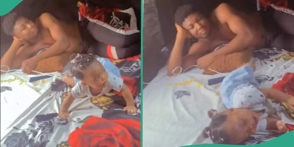 Woman shares video after returning home to see her baby's leg tied up by her husband