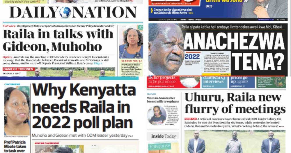 Newspapers Review for April 14: Crumbling Handshake Could Make Raila Victim of Political Betrayal For 3rd Time